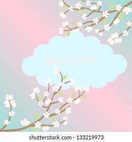 white sakura blossom card