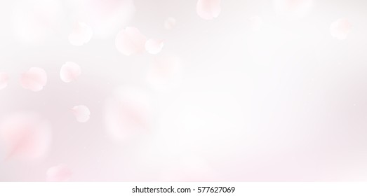 white sakura falling petals vector background. 3D romantic illustration