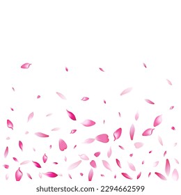 White Sakura Petal Vector White Background. Purple Delicate Lotus Petal Card. Flower Petal Free Backdrop. Fly Rose Petal Poster.