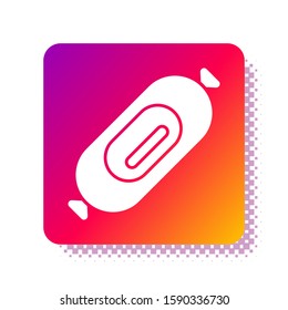 White Salami sausage icon isolated on white background. Meat delicatessen product. Square color button. Vector Illustration