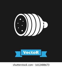 White Salami sausage icon isolated on black background. Meat delicatessen product.  Vector Illustration