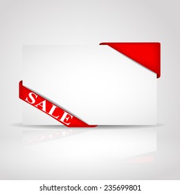 White sale  card with red ribbon