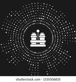 White Salt and pepper icon isolated on grey background. Cooking spices. Abstract circle random dots. Vector Illustration