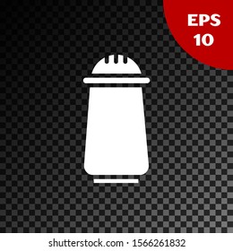 White Salt and pepper icon isolated on transparent dark background. Cooking spices.  Vector Illustration