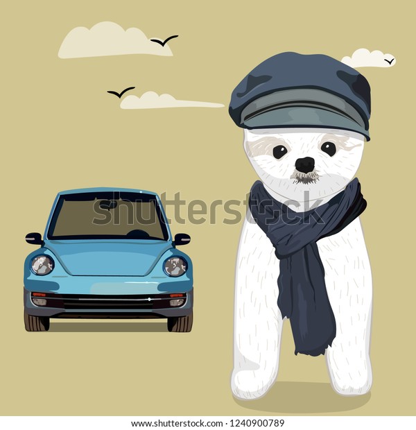 White Samoyed dog\
vector illustration cute