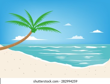 White Sand Beach Resort Vector concept. Editable Clip Art Illustration.