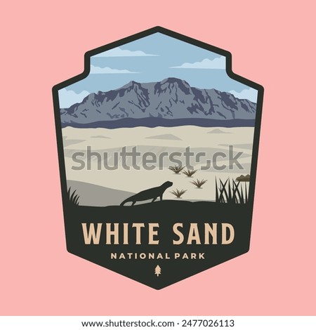 white sand national park patch logo vector symbol illustration design, new mexico landmark emblem style
