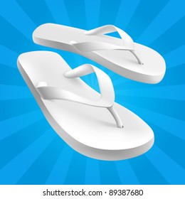 White Sandals on Blue Background