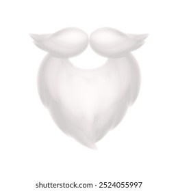 Sombrero blanco de Santa Claus y bigotes aislados accesorio realista de invierno 3D, máscara facial o Filtrar selfie. Navidades creativas de Vector y decoración de vacaciones del año Nuevo, traje festivo