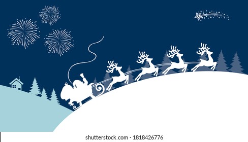 White Santa Claus rides on Christmas sleigh – stock vector