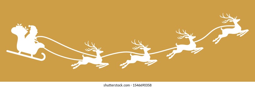 white Santa Claus with sled and reindeers isolated on colored background
