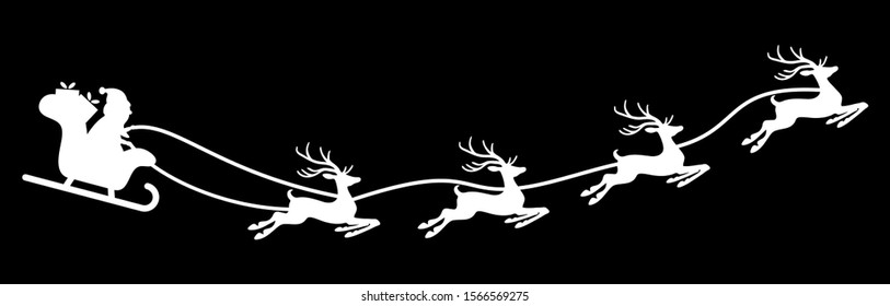 white Santa Claus with sled and reindeers isolated on colored background