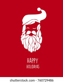 White Santa face on red background - Illustration