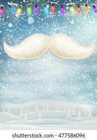 White Santa s moustache, Merry Christmas and Happy New Year template. EPS 10 vector file included