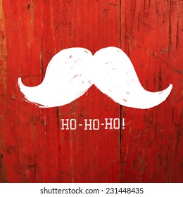 White Santa's Moustache and Ho-Ho-Ho! words. Christmas funny card design