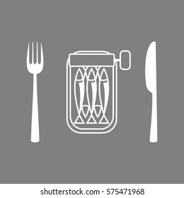 White sardines vector icon on grey background 