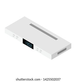 White satellite decoder set top box reciever isometric view