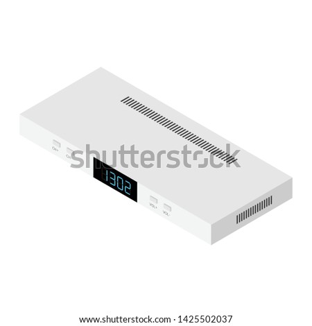 White satellite decoder set top box reciever isometric view