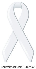 White satin awareness ribbon, supporting various causes including gender violence, lung cancer, and victims of terrorism