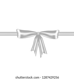 white Satin Bow Isolated white on Background. Vector