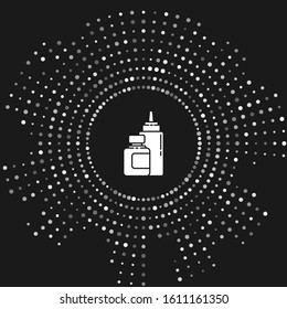 White Sauce bottle icon isolated on grey background. Ketchup, mustard and mayonnaise bottles with sauce for fast food. Abstract circle random dots. Vector Illustration