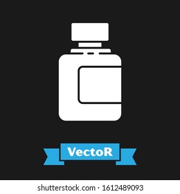 White Sauce bottle icon isolated on black background. Ketchup, mustard and mayonnaise bottles with sauce for fast food.  Vector Illustration
