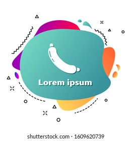White Sausage icon isolated on white background. Grilled sausage and aroma sign. Abstract banner with liquid shapes. Vector Illustration