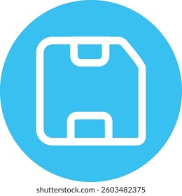 White Save Disk Icon Blue Circle