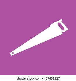 White saw tool icon vector. Purple background