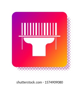 White Scanner scanning bar code icon isolated on white background. Barcode label sticker. Identification for delivery with bars. Square color button. Vector Illustration