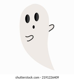 white scary ghost, flying ghost, vector illustration for halloween.