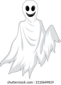 White scary ghost isolated illustration