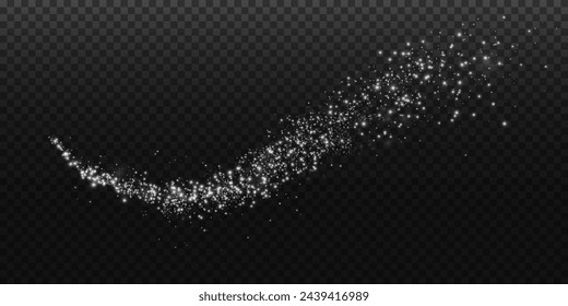 White scattering of small particles of sugar crystals, flying salt, top view of baking flour. White powder, explosion of powdered sugar isolated on dark background. Vector illustration.	