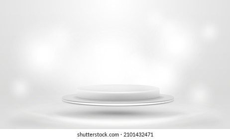 White scene with empty white flying podium for your arts