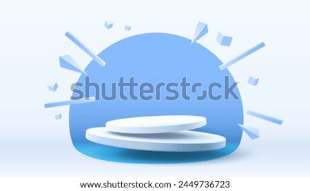 White scene mega sale, danger podium banner, victory room pedestal. Vector illustration