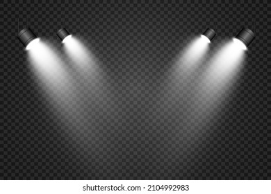 White scene on with spotlights.