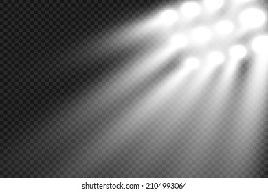 Escena blanca encendida con focos.