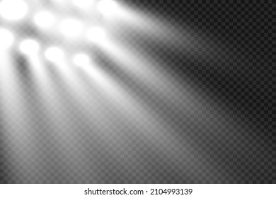 White scene on with spotlights.