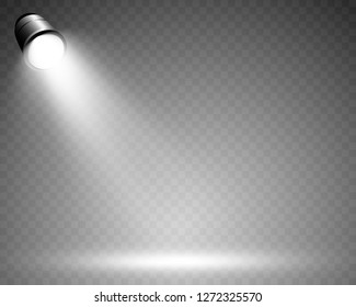 White scene on with spotlights. Vector illustration.Measure of action.