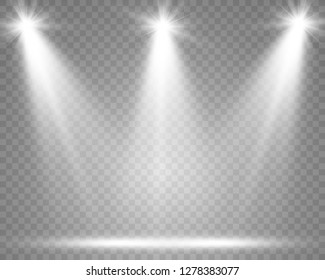 White scene on with spotlights. Vector illustration.Measure of action.
