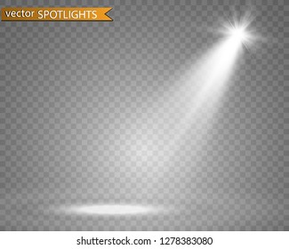 White scene on with spotlights. Vector illustration.Measure of action.