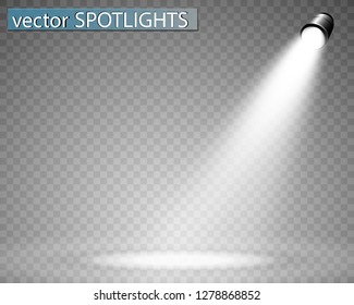 White scene on with spotlights. Vector illustration.Measure of action. 