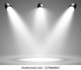 White scene on with spotlights. Vector illustration.Measure of action. 