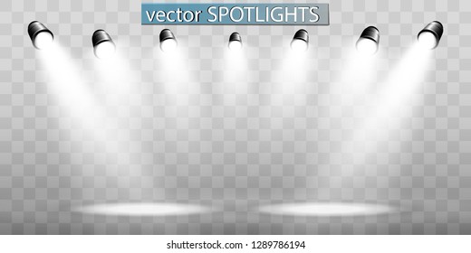 White scene on with spotlights. Vector illustration.Measure of action.
