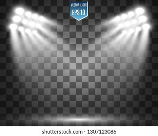 White scene on with spotlights. Vector illustration.Measure of action.