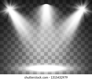 White scene on with spotlights. Vector illustration.Measure of action.