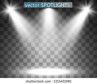 White scene on with spotlights. Vector illustration.Measure of action.