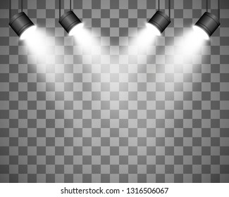 White scene on with spotlights. Vector illustration.