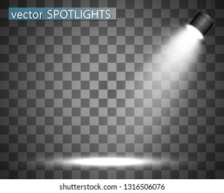 White scene on with spotlights. Vector illustration.