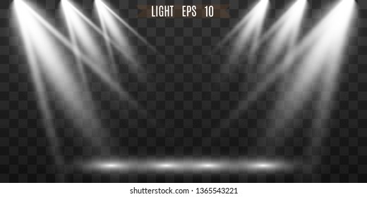 White scene on with spotlights. Vector illustration.Measure of action.